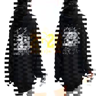 Hello 2026 Happy New Year 2026 Snowman Leopard Girls Women Oversized Hoodie Back Print | Seseable FR