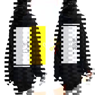 Holy See Flag Vatican Heart Proud Christian Catholic Church Women Oversized Hoodie Back Print | Mazezy