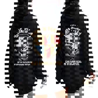 Home In Panama Heart In Dominican Republic Panamanian Roots Women Oversized Hoodie Back Print | Mazezy