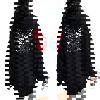 Hong Kong And Philippines Butterfly Half Hong Kong Filipina Women Oversized Hoodie Back Print | Mazezy
