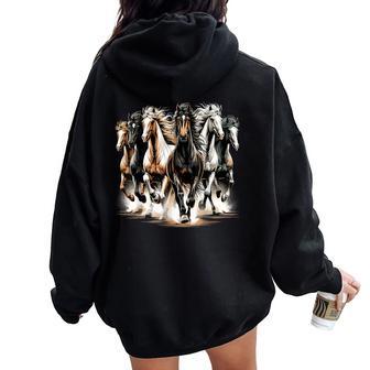 Horses Riding Cute Horse Lover Women Oversized Hoodie Back Print - Thegiftio