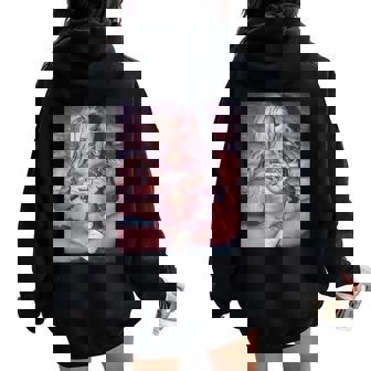 Hot Girl On ピストルを持つ少女 レディース オーバーサイズ パーカー バックプリント - Kawaiitshirt