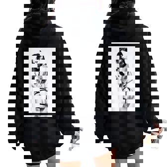 Hot Girl On 男性用 セクシー ブルネット ピンナップガール B&W レディース オーバーサイズ パーカー バックプリント - Kawaiitshirt