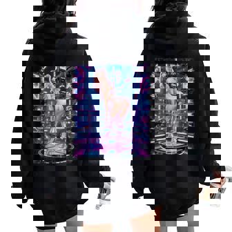 Hot Girl On 男性用 レトロフューチャリズム ピンナップガール 4 レディース オーバーサイズ パーカー バックプリント - Kawaiitshirt