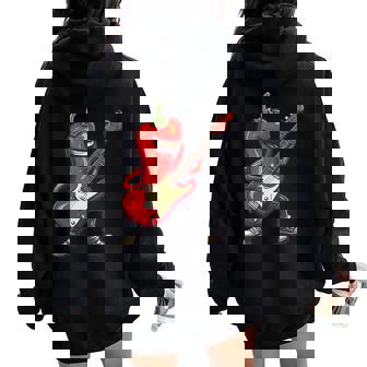 Hot Paprika Strumming Electric Guitar Beats Women Oversized Hoodie Back Print | Mazezy