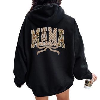 Hunting Mama Coquette Camo Checkered Camouflage Mother's Day Women Oversized Hoodie Back Print - Thegiftio UK