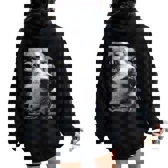 Hypnotic Beagle Weird Eyes Gothic Weirdcore Spooky Halloween Women Oversized Hoodie Back Print | Mazezy