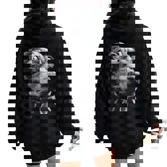 Hypnotic Dachshund Weird Eyes Horror Weirdcore Halloween Dog Women Oversized Hoodie Back Print | Mazezy