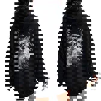 Hypnotic German Shepherd Weird Eyes Weirdcore Halloween Dog Women Oversized Hoodie Back Print | Mazezy