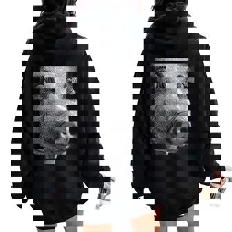 Hypnotic Pig Weird Eyes Horror Weirdcore Spooky Halloween Women Oversized Hoodie Back Print | Mazezy