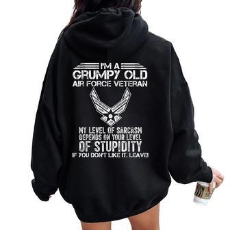 I'm A Grumpy Old Air Force Veteran For Or Women Women Oversized Hoodie Back Print - Thegiftio UK