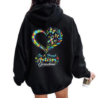 I'm A Proud Autism Grandma Autism Awareness Heart Women Oversized Hoodie Back Print | Seseable UK