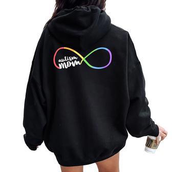 Ímbolo De Infinito Arcoíris Para Concienciaciónobre El Autismo Familiar Cuello Women Oversized Hoodie Back Print - Regaloses