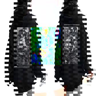 Impressionist Style Guitar Player Women Oversized Hoodie Back Print | Mazezy