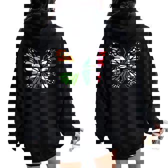 India And Mexico Mix Butterfly Half Indian And Mexican Roots Women Oversized Hoodie Back Print | Mazezy