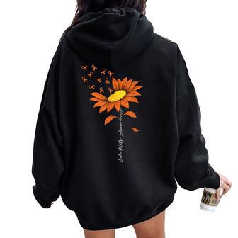 Infertility Awareness Sunflower Orange Ribbon Ivf Month Women Oversized Hoodie Back Print - Thegiftio UK