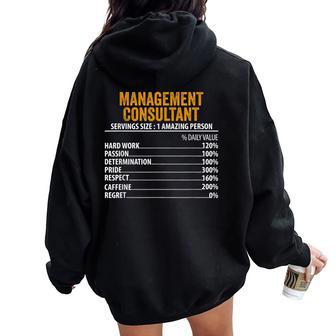 Informations Nutritionnellesur Le Consultant Cool Management Pour Hommes Et S Sweat à capuche oversize pour femme avec imprimé dans le dos - Cadeauxyz