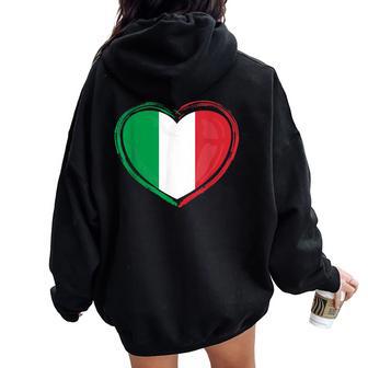 Italia Bandera Corazón Orgullo Italia Hombres Es Women Oversized Hoodie Back Print - Regaloses