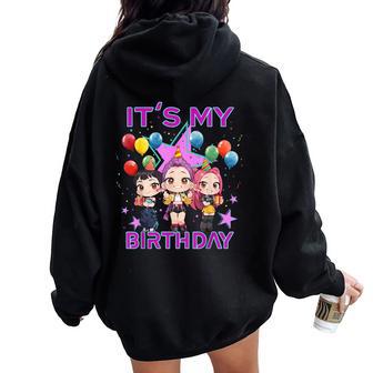 It's My Birthday Graphic Balloons For Girls And Ns Kpop Women Oversized Hoodie Back Print - Thegiftio UK