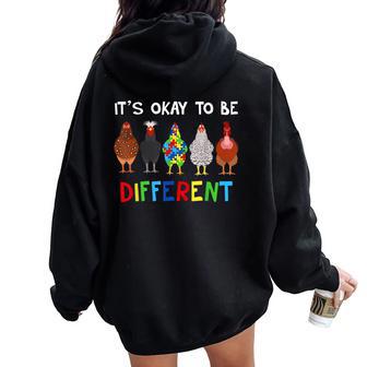 It's Ok To Be Different Cute Puzzle Chicken Autism Awareness Women Oversized Hoodie Back Print | Seseable UK