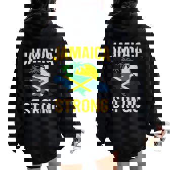 Jamaica Strong I Love Jamaican Flag Heart Women Men Women Oversized Hoodie Back Print | Mazezy