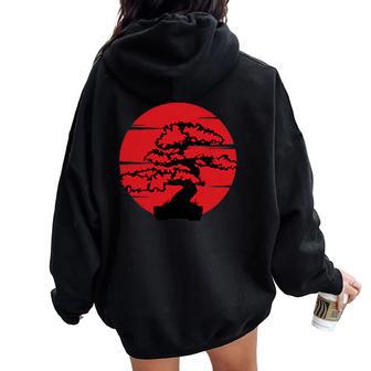 Japanese Enso Circle Bonsai Tree Bonsai Plant Buddhism Women Oversized Hoodie Back Print | Seseable CA