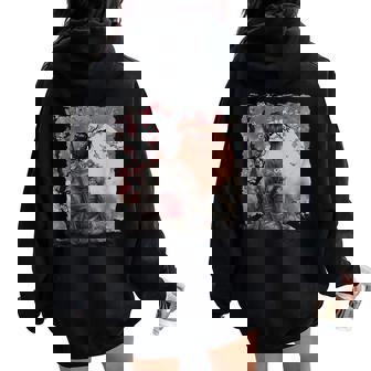 Japanese Geisha Japanese Samurai Girl Sakura Cherry Blossom Women Oversized Hoodie Back Print - Thegiftio