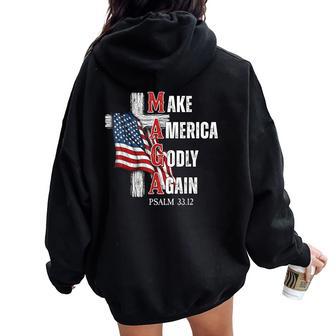 Jesus Make America Godly Again American Patriot Christian Women Oversized Hoodie Back Print | Mazezy