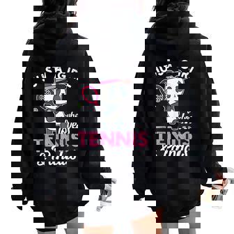 Just A Girl Who Love Tennis & Pandas パンダテニス愛好家 レディース オーバーサイズ パーカー バックプリント - Kawaiitshirt