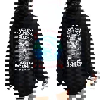 Just A Girl Who Loves Fishing Sport Fish Hobby Fan Women Oversized Hoodie Back Print | Mazezy