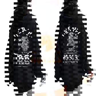 Just a Girl Who Loves Horses Equestrian Women Oversized Hoodie Back Print | Mazezy