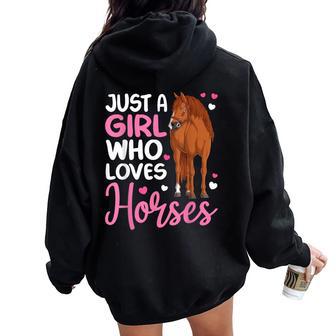Just a Girl Who Loves Horses Women Oversized Hoodie Back Print | Mazezy