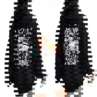 Just A Girl Who Loves Horses Women Oversized Hoodie Back Print - Thegiftio