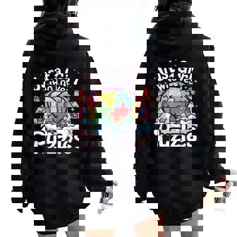 Just a Girl Who Loves Puzzles Jigsaw Puzzle Piece Lover Women Oversized Hoodie Back Print | Mazezy