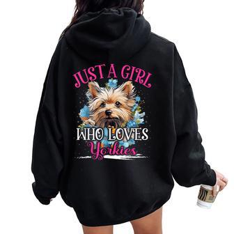 Just A Girl Who Loves Yorkie Dog For Girls Women Oversized Hoodie Back Print - Thegiftio UK