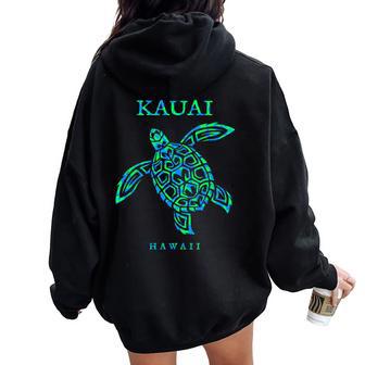 Kauai Hawaii Sea Turtle Boys Girls Toddler Women Oversized Hoodie Back Print - Thegiftio UK