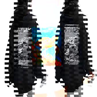 Kauai Hawaii Turtle Snorkeling Tropical Sea Beach Souvenir Women Oversized Hoodie Back Print | Mazezy