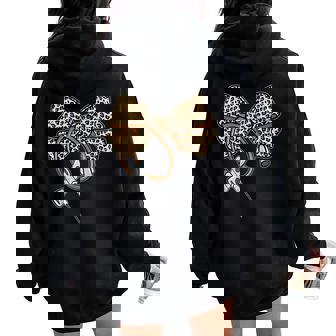 Leopard Coquette Bow Phlebotomist Nurse Phlebotomy Phleb Women Oversized Hoodie Back Print | Seseable FR