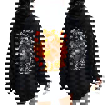 Leopard Turkey 67 Meme Thanksgiving Turkey Day Girls Women Oversized Hoodie Back Print | Seseable FR