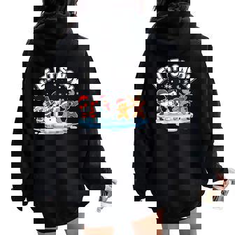Let It Snow Dab Squad Santa Snowman Gingerbread Reindeer Women Oversized Hoodie Back Print | Mazezy