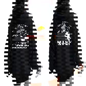 Life Better マルチーズ ビンテージ Dog Mom Dad レディース オーバーサイズ パーカー バックプリント - Kawaiitshirt