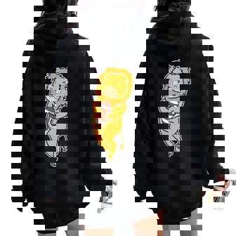 Lion Plays American Football Women Oversized Hoodie Back Print | Mazezy