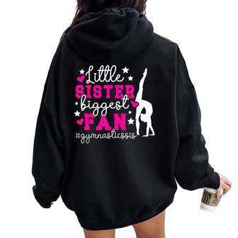 Little Sister Gymnastics Sister Of A Gymnast Sister Small Black Women Oversized Hoodie Back Print - Thegiftio UK