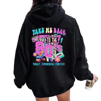Llévanos Deuelta A Los Años 80Intage Colorida Fiesta Temática De Los Años 80 Cuello Women Oversized Hoodie Back Print - Regaloses