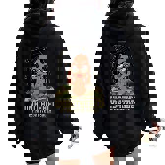 Loc'd Hair Sassy Black Woman Camo Melanin Girl Unbothered Women Oversized Hoodie Back Print - Thegiftio