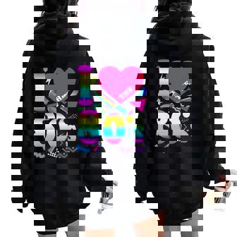 Love The 80'S Heart Costumeintage Années 80 Pour Et Homme Manche Longue Sweat à capuche oversize pour femme avec imprimé dans le dos - Cadeauxyz