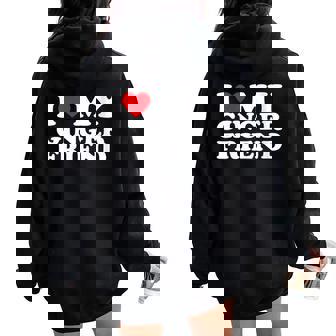 I Love My Ginger Friend I Heart My Ginger Friend Women Oversized Hoodie Back Print - Thegiftio