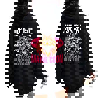 Maine Coon Cat Lover Just A Girl And Her Maine Coon Women Oversized Hoodie Back Print | Mazezy