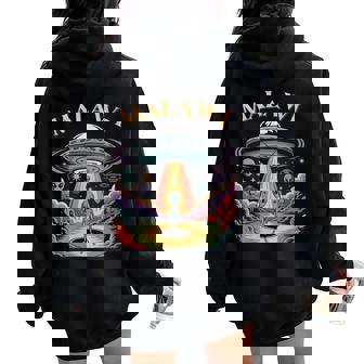 Malawi Alien UFO Abduction Retro Sci-Fi Art Women Oversized Hoodie Back Print | Mazezy