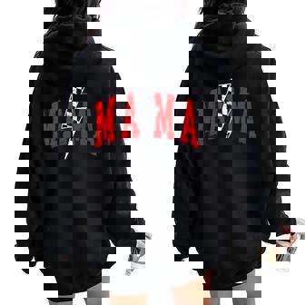 Mama Lightning Checkered Mom Mother's Day Women Oversized Hoodie Back Print - Thegiftio